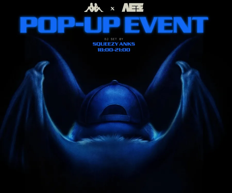 Αφίσα για τα Pop-Up Stores του Summer Tour 2026 της KAPPA σε συνεργασία με τον ΛΕΞ, με DJ set.