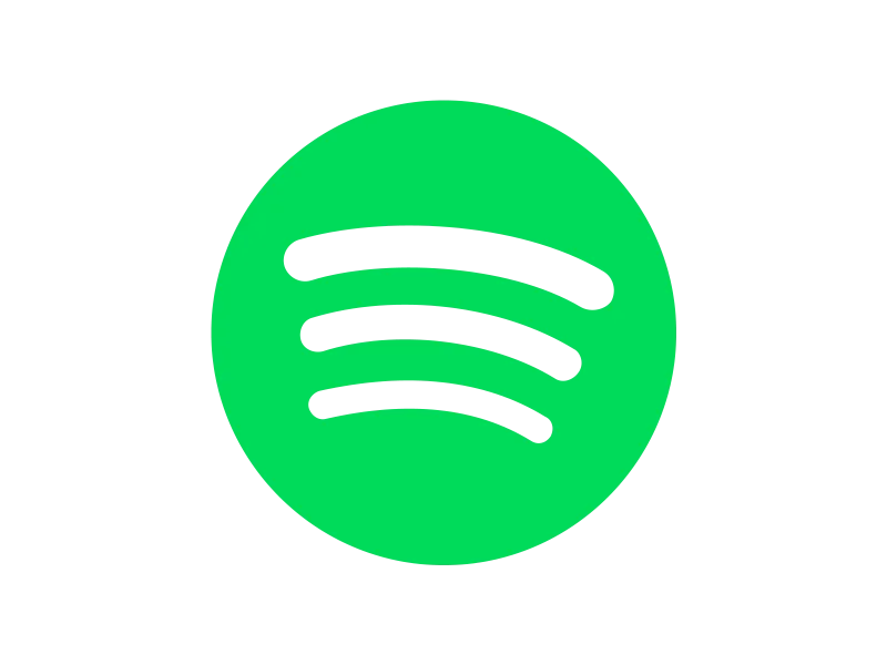 Το επίσημο λογότυπο του Spotify σε πράσινο κύκλο με λευκές καμπύλες σε λευκό φόντο