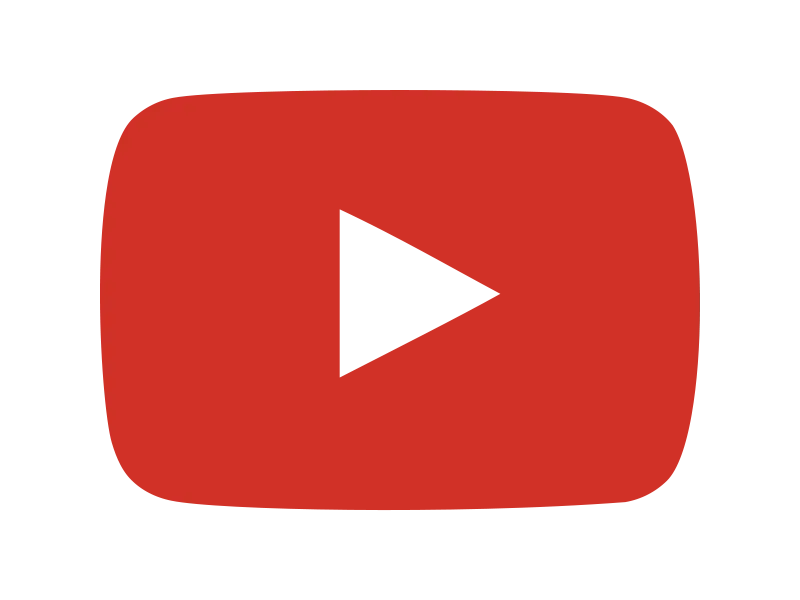 Το κόκκινο λογότυπο του YouTube με το λευκό κουμπί αναπαραγωγής σε λευκό φόντο