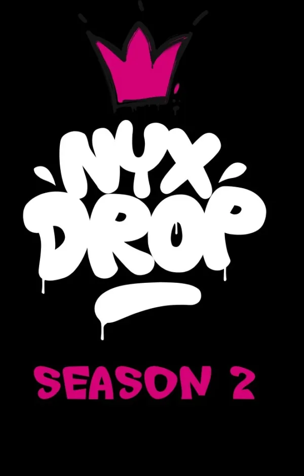 Το λογότυπο του NYXDrop Season 2, του πιο viral TikTok Music Talent Show, με ροζ στέμμα και λευκά γράμματα.