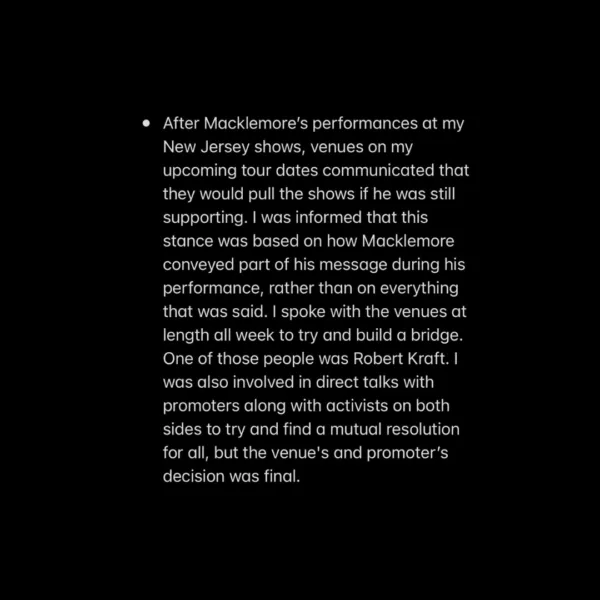 Ed Sheeran εξηγεί την απομάκρυνση του Macklemore από την περιοδεία του, αναφέροντας τις αντιδράσεις των χώρων διεξαγωγής.