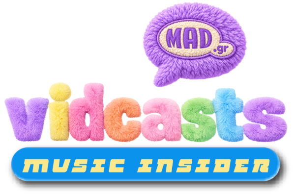 Λογότυπο MAD VIDCASTS με πολύχρωμα γούνινα γράμματα και την επιγραφή MUSIC INSIDER, που ανακοινώνει νέα original formats.