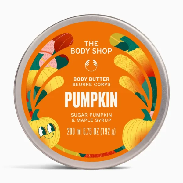 Ενυδατική κρέμα σώματος The Body Shop Pumpkin με άρωμα κολοκύθας και σιροπιού σφενδάμου, ιδανική για ενυδάτωση.